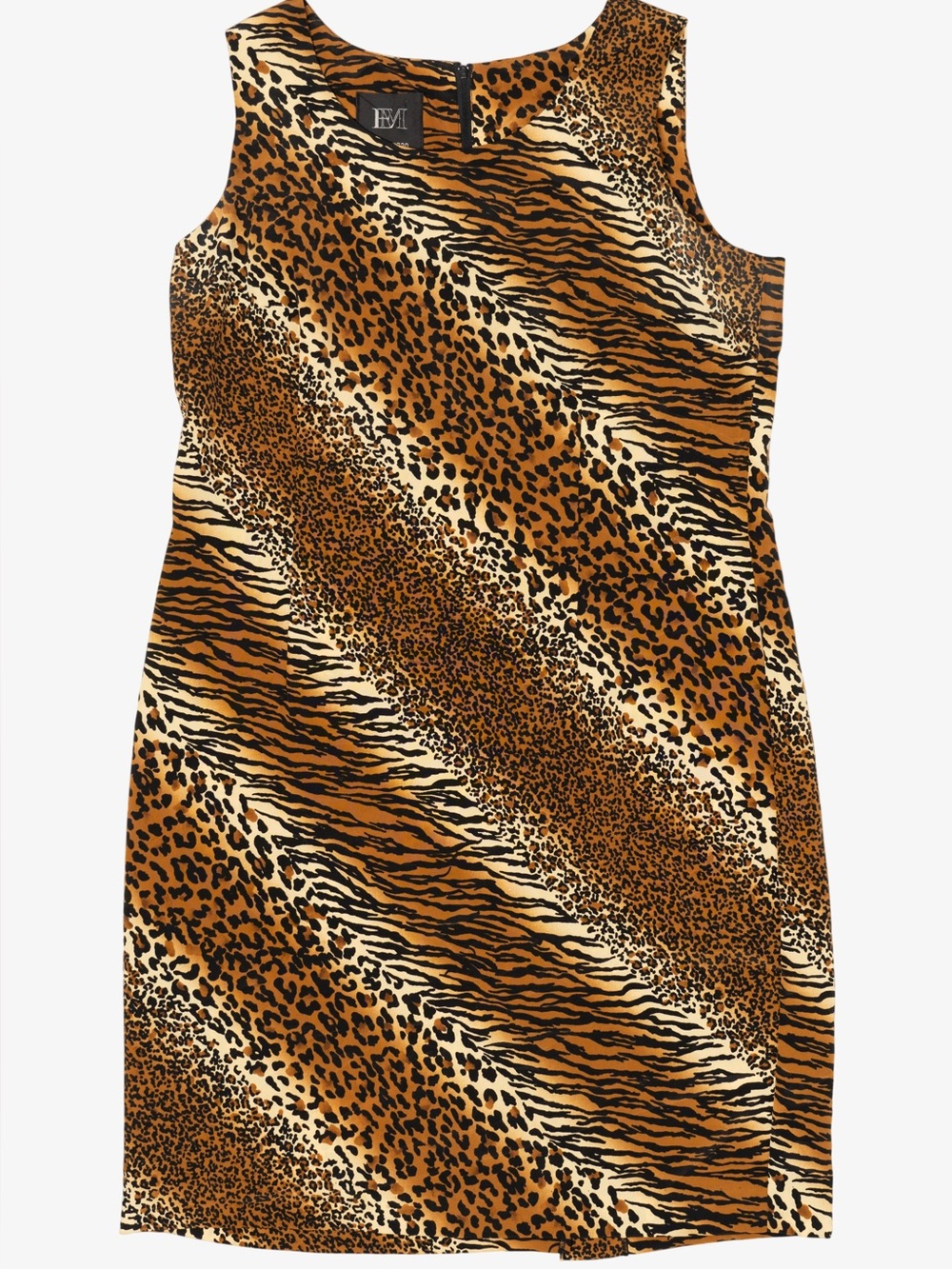 Leopard & Tiger Print Sheath Dress in Brown